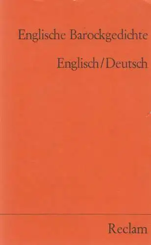 Buch: Englische Barockgedichte, Englisch / Deutsch. Fischer, 1971, Reclam Verlag