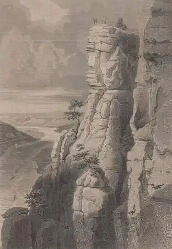 Grafik: Die Basteifelsen, Fr. Hablitschek, C. Koehler, 1850, Stahlstich, Lange