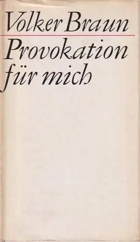 Buch: Provokation für mich, Braun, Volker. 1965, Mitteldeutscher Verlag