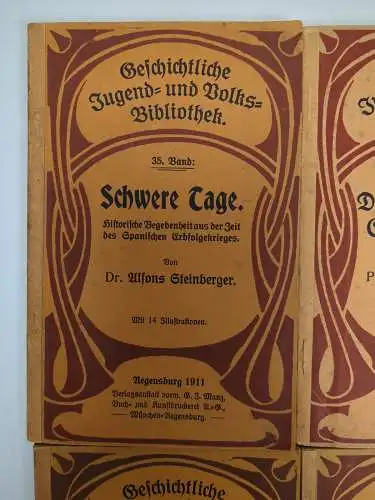 4 Bücher Geschichtliche Jugend- und Volksbibliothek, Nr. 35, 39, 43, 49, Manz