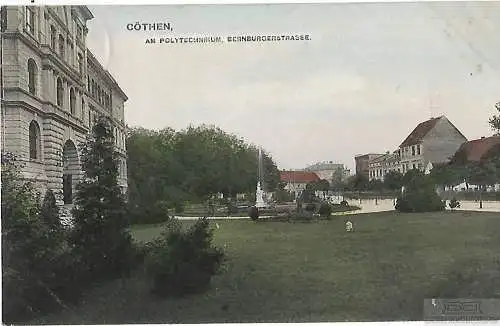 AK Cöthen. Am Polytechnikum. Bernburgerstrasse. ca. 1906, Postkarte. Ca. 1906