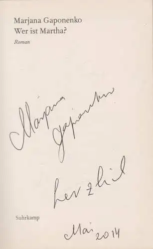 Buch: Wer ist Martha? Gaponenko, Marjana, 2014, Suhrkamp Taschenbuch Verlag