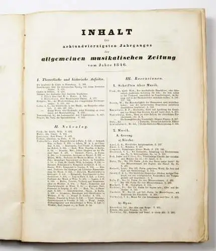 Allgemeine Musikalische Zeitung, 48. Jahrgang, Lobe, J.C. 1846, gebraucht, gut
