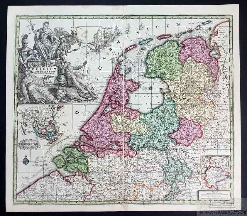 Kupferstich: Daniae Regnum cum Ducatu Holsatiae Et Slesvici, Nec Non... Seutter 0