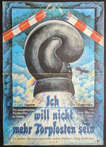3 Plakate Kino: Das fliegende Schiff, Müllerbursch und das Kätzchen, Torpfosten