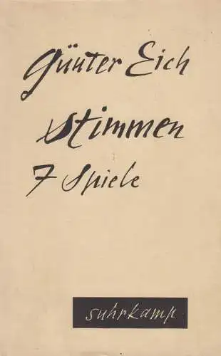 Buch: Stimmen, 7 Hörspiele. Eich, Günter, 1958, Suhrkamp Verlag