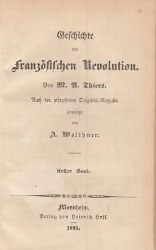 Buch: Geschichte der französischen Revolution, Thiers, M. A. 6 in 5 Bände