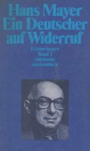 Buch: Ein Deutscher auf Widerruf, Mayer, Hans. Surkamp taschenbuch, 1997