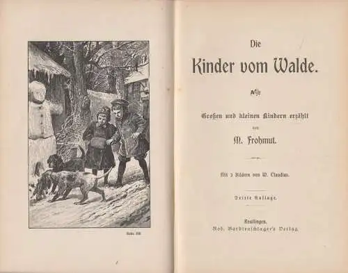 Buch: Die Kinder vom Walde, M. Frohmut, Rob. Bardtenschlager, Reutlingen