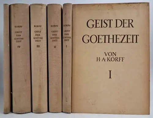 Buch: Geist der Goethezeit I-V, H. A. Korff, 1954, Koehler & Amelang, 5 Bände