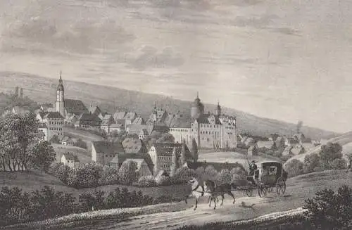 Lithografie: Zschopau, um 1836, Eduard Pietzsch & Comp, Ansicht, Grafik, Saxonia