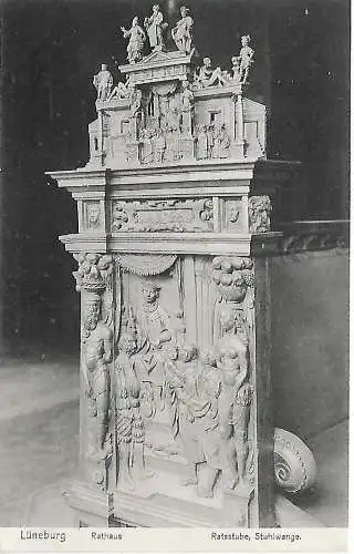 AK Lüneburg. Rathaus. Ratsstube, Stuhlwange ca. 1905, gebraucht, gut