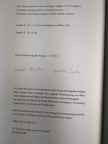 Buch: Der Palastgarten, Schriftzeichen von Huang Tingjian, burgart-presse, 2007