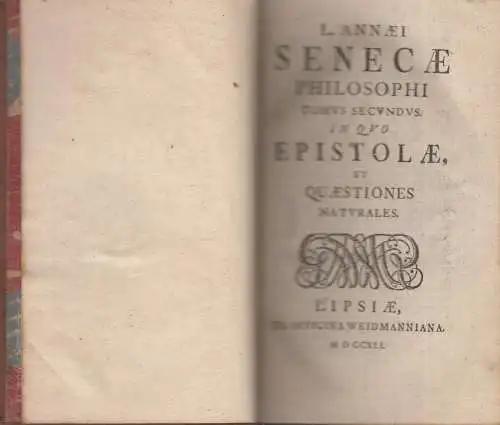 Buch: L. Annaei Senecae Opera, Tom. II, Seneca, 1790, Ex Officina Weidmanniana