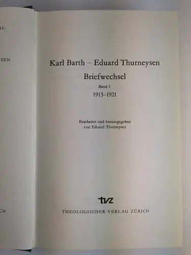 Buch: Karl Barth & Eduard Thurneysen - Briefwechsel, 1913-1930, 2 Bände, 1973