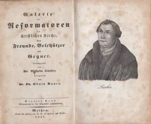 Buch: Schäfers Galerie der Reformatoren Bd. 4. Schäfer, Wilhelm, 1841, Klinkicht