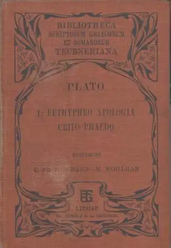 Buch: Plato 1: Euthyphro Apologia Crito Phaedo, Platon, B. G. Teubner