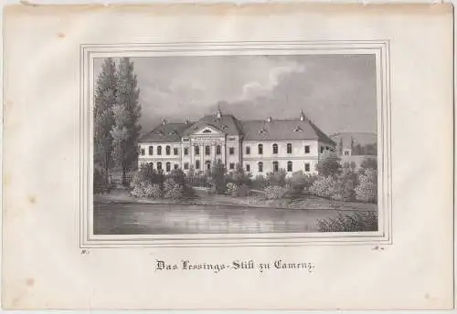 Lithografie: Das Lessings-Stift zu Camenz, 1836, Eduard Pietzsch & Comp, Grafik