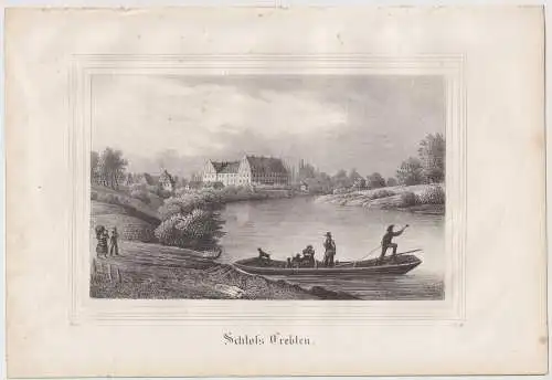 Lithografie: Schloss Trebsen, um 1836, Eduard Pietzsch & Comp, Ansicht, Grafik