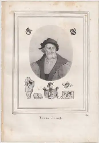 Lithografie: Lukas Cranach, um 1836, Eduard Pietzsch & Comp, Portrait, Grafik