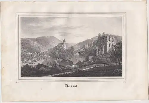 Lithografie: Tharant, um 1836, Eduard Pietzsch & Comp, Ansicht, Saxonia, Grafik