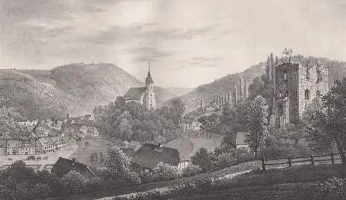 Lithografie: Tharant, um 1836, Eduard Pietzsch & Comp, Ansicht, Saxonia, Grafik