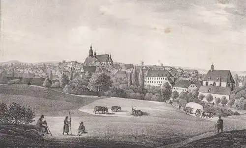 Lithografie: Oschatz, um 1836, Eduard Pietzsch & Comp, Ansicht, Grafik, Saxonia