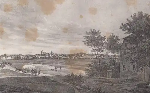 Lithografie: Borna, um 1836, Eduard Pietzsch & Comp, Ansicht, Grafik, Saxonia