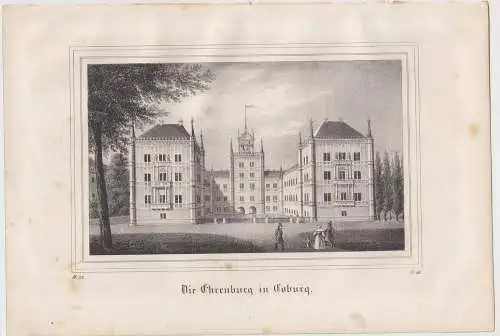 Lithografie: Die Ehrenburg in Coburg, um 1836, Eduard Pietzsch & Comp, Ansicht