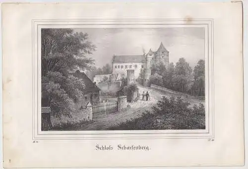 Lithografie: Schloss Scharfenberg, um 1836, Eduard Pietzsch & Comp, Ansicht