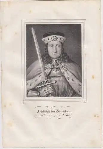 Lithografie: Friedrich der Streitbare, 1836, Eduard Pietzsch, Portrait, Grafik