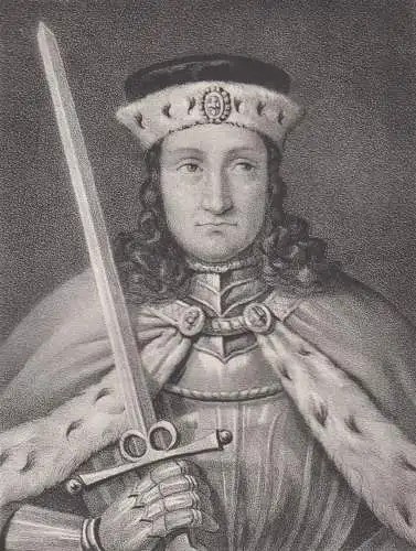 Lithografie: Friedrich der Streitbare, 1836, Eduard Pietzsch, Portrait, Grafik