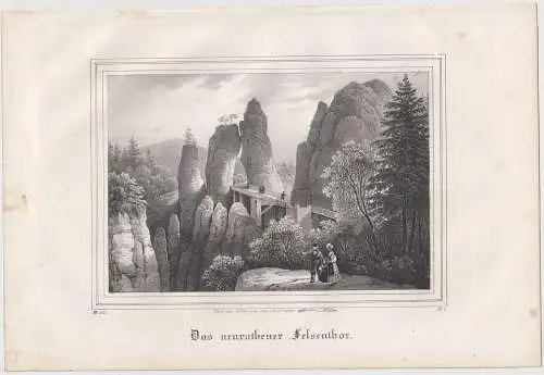Lithografie: Das neurathener Felsenthor, 1836, Eduard Pietzsch & Comp, Ansicht
