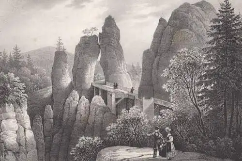 Lithografie: Das neurathener Felsenthor, 1836, Eduard Pietzsch & Comp, Ansicht