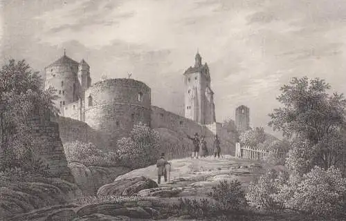 Lithografie: Schloss Stolpen, um 1836, Eduard Pietzsch & Comp, Ansicht, Grafik