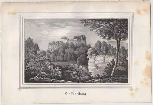 Lithografie: Die Wartburg, um 1836, Eduard Pietzsch & Comp, Grafik, Ansicht