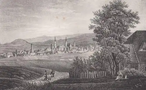 Lithografie: Lauban, um 1836, Eduard Pietzsch & Comp, Grafik, Ansicht, Saxonia