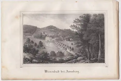 Lithografie: Wiesenland bei Annaberg, um 1836, Eduard Pietzsch & Comp, Grafik