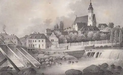 Lithografie: Penig, um 1836, Eduard Pietzsch & Comp, Ansicht, Grafik, Saxonia