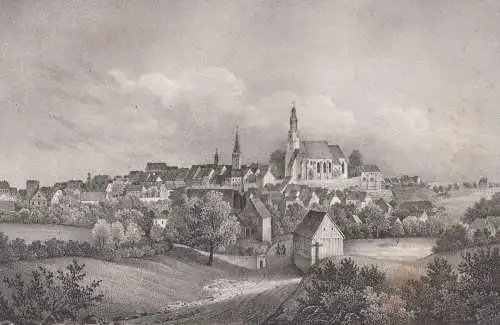 Lithografie: Camenz, 1836, Eduard Pietzsch & Comp, Grafik, Ansicht, Kamenz