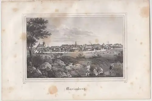 Lithografie: Marienberg, um 1836, Eduard Pietzsch & Comp, Ansicht, Saxonia