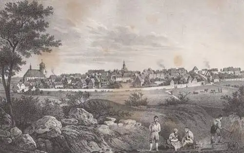 Lithografie: Marienberg, um 1836, Eduard Pietzsch & Comp, Ansicht, Saxonia