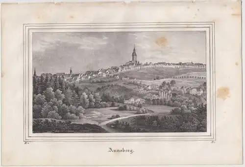 Lithografie: Annaberg, um 1836, Eduard Pietzsch & Comp, Ansicht, Grafik, Saxonia