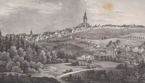 Lithografie: Annaberg, um 1836, Eduard Pietzsch & Comp, Ansicht, Grafik, Saxonia