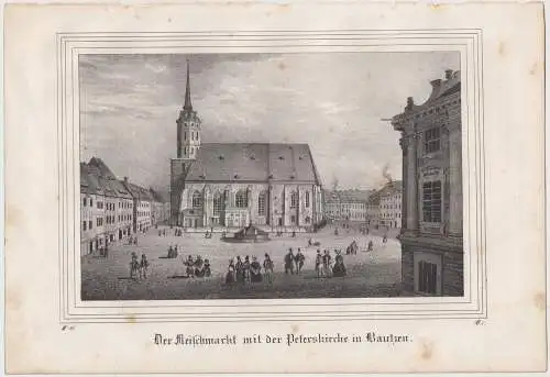 Lithografie: Der Fleischmarkt mit der Peterskirche, 1836, Eduard Pietzsch & Comp