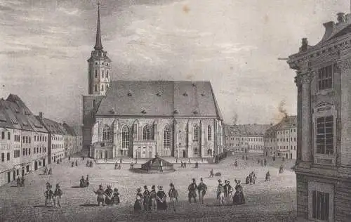 Lithografie: Der Fleischmarkt mit der Peterskirche, 1836, Eduard Pietzsch & Comp