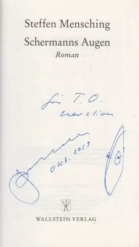 Buch: Schermanns Augen, Roman, Steffen Mensching, 2019, Wallstein, signiert