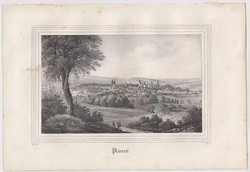 Lithografie: Plauen, 1836, Eduard Pietzsch & Comp, Ansicht, Grafik, Ansicht
