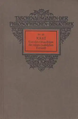 Buch: Von den Grundsätzen der reinen praktischen Vernunft, Kant, Immanuel