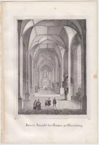 Lithografie: Innere Ansicht des Domes zu Merseburg, um 1836, Eduard Pietzsch